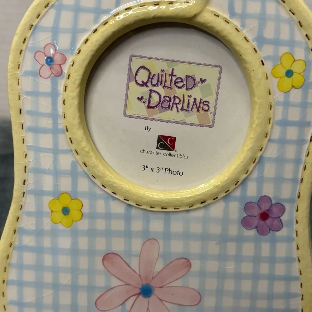 Quilted Darlins Ceramic Baby Bib Shaped Picture Frame 3x3